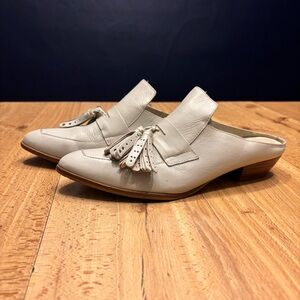 Matisse Skill Tassel Slip-On Leather Mules In Ivory, Women’s Size 7.5